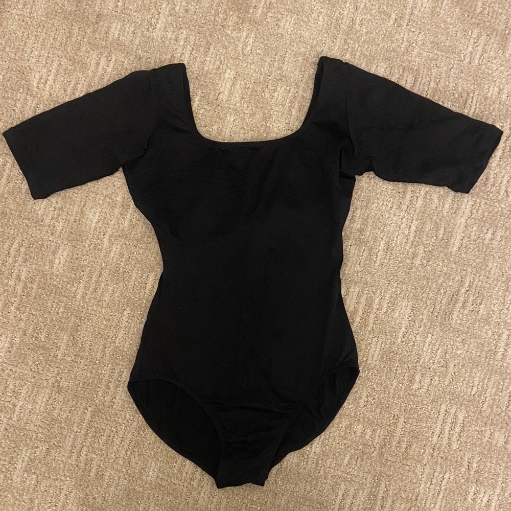 So Danca Black Quarter Sleeve Leotard